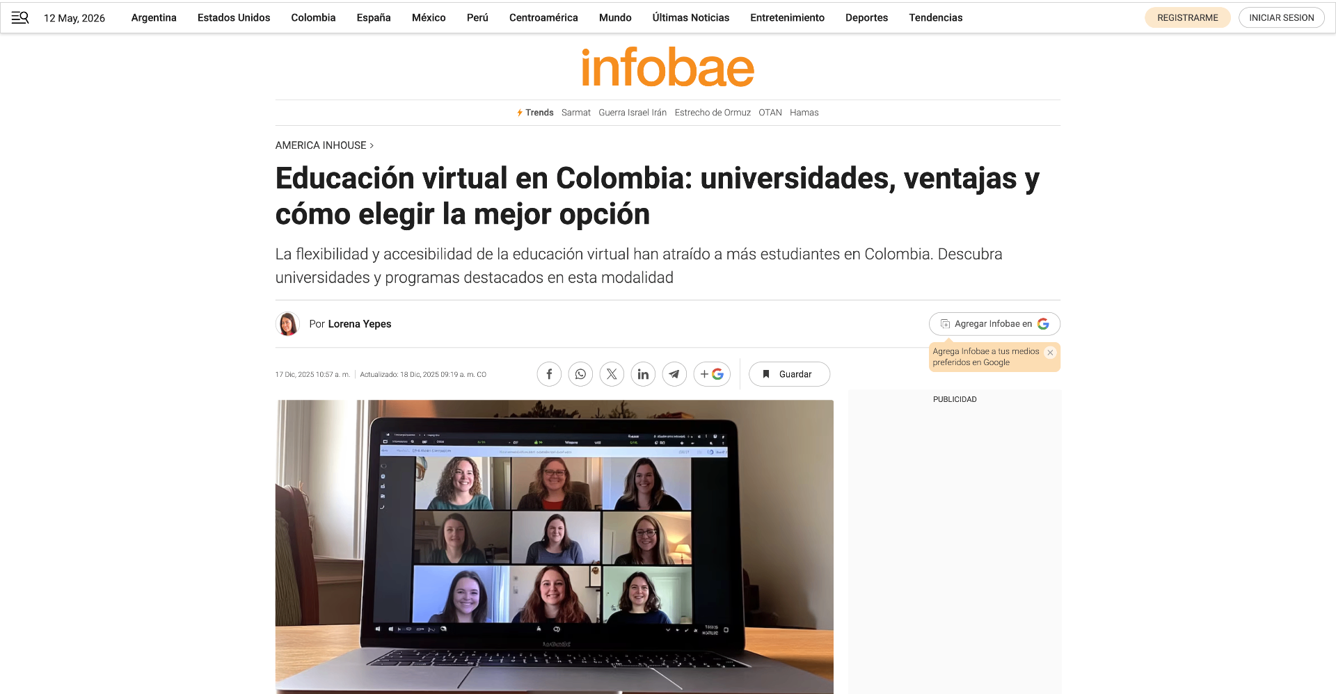 Publicación en Infobae